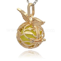 Golden Tone Brass Cage Pendants&nbsp;KK-J213-12G