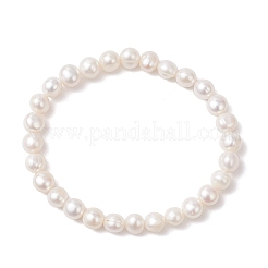Natural Cultured Freshwater Pearl Round Beaded Stretch Bracelets for Women&nbsp;BJEW-JB12006