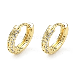 Brass Micro Pave Cubic Zirconia Hoop Earrings&nbsp;KK-CBA30C7-10G
