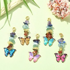 Butterfly Alloy Enamel Pendant Decorations&nbsp;HJEW-JM01192-01
