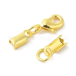 Rack Plating Brass Lobster Claw Clasps with Clip Ends&nbsp;KK-E719-60G