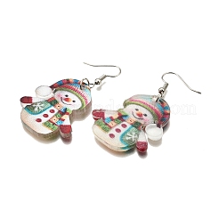 Snowman Acrylic & Alloy Dangle Earrings&nbsp;WG13ED8-01