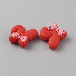 Rabbit with Bowknot Food Grade Eco-Friendly Silicone Beads&nbsp;SIL-WH0018-008A