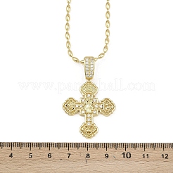 Brass Micro Pave Clear Cubic Zirconia Cross Pendant Necklaces for Women&nbsp;LS-NJEW-K298-02B-G