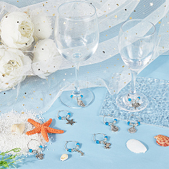 Beach Ocean Theme Alloy Wine Glass Charms&nbsp;AJEW-SC0002-41