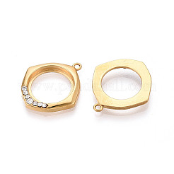 304 Stainless Steel and Crystal Rhinestone Rhombus Pendants&nbsp;STAS-T072-64G