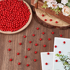 Spray Painted Round Natural Schima Wood Beads&nbsp;WOOD-PA0001-81A-01