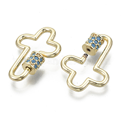 Brass Micro Pave Cubic Zirconia Screw Carabiner Lock Charms&nbsp;KK-R136-070C-NF