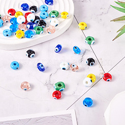 54Pcs 9 Colors Handmade Evil Eye Lampwork Beads&nbsp;LAMP-TA0001-57