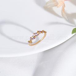 1Pc Brass Micro Pave Cubic Zirconia Cuff Rings for Women&nbsp;RJEW-LP0002-23G