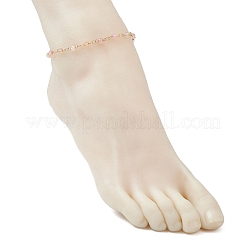 304 Stainless Steel & Natural Agate(Dyed & Heated) Faceted Round Link Chain Anklets&nbsp;AJEW-AN00747-03