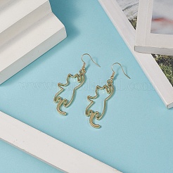 Zinc Alloy Hollow Out Cat Dangle Earrings&nbsp;EJEW-JE05148-01