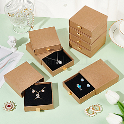 Kraft Paper Necklace Earring Storage Gift Drawer Boxes&nbsp;CON-WH0095-87B