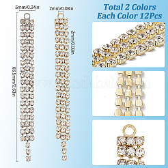24Pcs 2 Colors 3 Rows Brass Crystal Rhinestone Cup Chain Big Pendants&nbsp;KK-SC0005-10