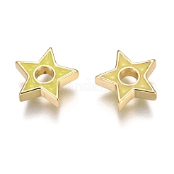 Brass Enamel Beads&nbsp;KK-B023-03G