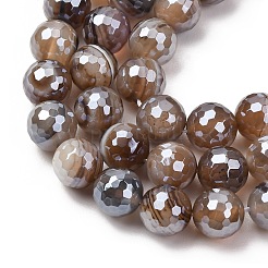 Electroplated Natural Agate Beads Strands&nbsp;G-B191-A07-10mm-12
