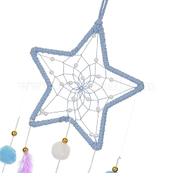 Woven Net/Web with Feather Hanging Suncatchers&nbsp;HJEW-F024-03C