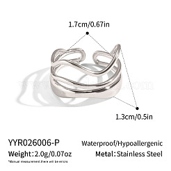 304 Stainless Steel Layered Waved Cuff Rings&nbsp;IP1219-3