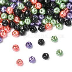 4 Strands 4 Colors Baking Paint Pearlized Glass Pearl Round Bead Strands&nbsp;HY-FS0001-09