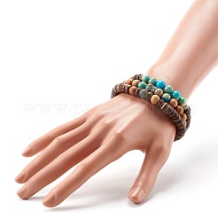 Wood Beads Stretch Bracelet Sets for Girl Women&nbsp;BJEW-JB06766