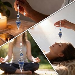 Natural Lapis Lazuli & Resin Hexagonal Pointed Dowsing Pendulums&nbsp;AJEW-CN0008-32B