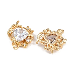 Brass Micro Pave Clear Cubic Zirconia Pendants&nbsp;KK-C115-22G