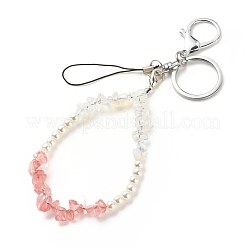 Synthetic & Natural Gemstone with Acrylic Bracelet Keychain&nbsp;HJEW-JM00689