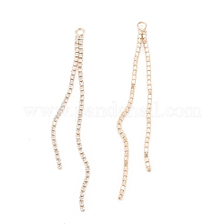 Brass Micro Pave Clear Cubic Zirconia Tassel Pendants&nbsp;KK-D063-01G