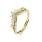 Brass Micro Pave Cubic Zirconia Adjustable Rings, Crown, Golden, US Size 9 3/4(19.5mm)