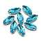 Sew on Rhinestone, Multi-strand Links, Glass Rhinestone, with Platinum Tone Brass Prong Settings, Garments Accessories, Faceted, Horse Eye, Deep Sky Blue, 10x5x4mm, Hole: 0.8~1mm