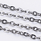 Iron Cable Chains, Unwelded, with Spool, Flat Oval, Cadmium Free & Lead Free, Gunmetal, 3x2.2x0.6mm, about 328.08 Feet(100m)/roll