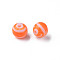 Opaque Striped Acrylic Beads, Round, Coral, 10mm, Hole: 2mm,  about 940pcs/500g.