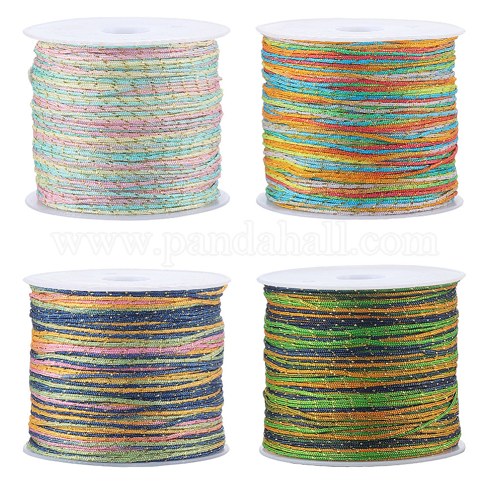 Color Wcor Wholesale 4 Rolls 4 Colors Segment Dyed Nylon Braided Cord with Gold ...