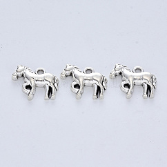Tibetan Style Alloy Pendants, Cadmium Free & Lead Free, Horse, Antique Silver, 14x17.5x3mm, Hole: 1.8mm, about 409pcs/500g