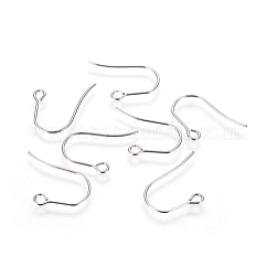 Tarnish Resistant 316 Surgical Stainless Steel Earring Hooks, with Horizontal Loop, Stainless Steel Color, 18~19x13~14x0.7mm, Hole: 2mm, 21 Gauge, Pin: 0.7mm