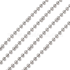 Tarnish Resistant 304 Stainless Steel Ball Chains, with Spool, Stainless Steel Color, 2.4mm