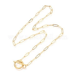 Unisex PVD Vacuum Plating 304 Stainless Steel Paperclip Chain Necklaces, Long-Lasting Plated, with Toggle Clasps, Golden, 17.71 inch(45cm)