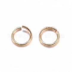 304 Stainless Steel Open Jump Rings, Round, Real 18k Gold Plated, 18 Gauge, 6x1mm, Inner Diameter: 4mm