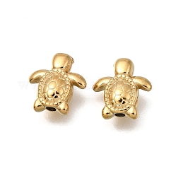 304 Stainless Steel Spacer Beads, Ion Plating(IP), Real 18K Gold Plated, Turtle, 10x9.5x4mm, Hole: 1.4mm