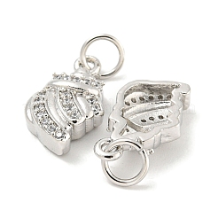 Rack Plating Brass Micro Pave Clear Cubic Zirconia Pendants&nbsp;KK-B093-18P
