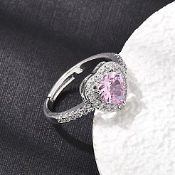 Brass Micro Pave Cubic Zirconia Cuff Open Rings&nbsp;CU-CBA5C10-04P
