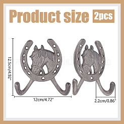 Cast Iron Horseshoe Coat Hooks&nbsp;AJEW-WH0696-207A