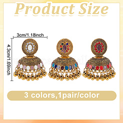 3 Pairs 3 Colors Bell Alloy Chandelier Earrings&nbsp;EJEW-AN0004-95