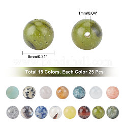 375Pcs 15 Style Natural Mixes Gemstone Round Beads&nbsp;G-NB0002-90