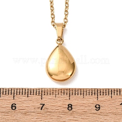 304 Stainless Steel Teardrop Pendant Cable Chain Necklaces for Men Women&nbsp;NJEW-K308-02B-G