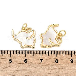 Brass Pave Natural White Shell Pendants&nbsp;KK-U058-21G