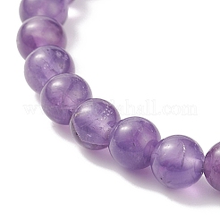 5Pcs 5 Style Natural Amethyst & Brass Beaded Stretch Bracelets Set&nbsp;BJEW-JB08870-01