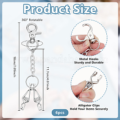 6Pcs Iron Clips with Aluminum Cable Chains Glove Clips&nbsp;HJEW-OC00369
