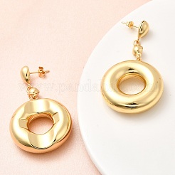 304 Stainless Steel Flat Round Dangle Stud Earrings&nbsp;EJEW-P329-08G