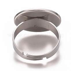 Non-Tarnish Adjustable 201 Stainless Steel Finger Rings Components&nbsp;STAS-I137-10P-01A